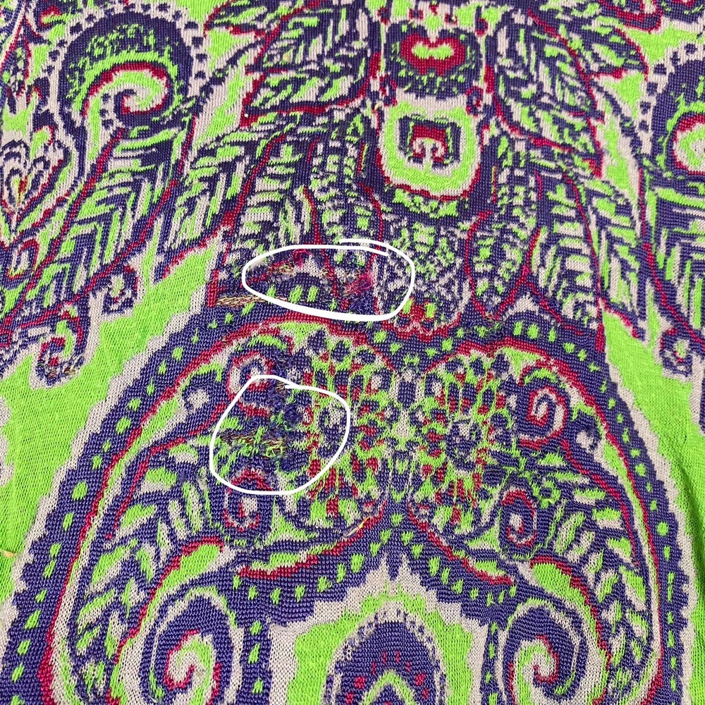 Free People New Age Crewneck Sweater Green Paisley Size L - Picture 9 of 13